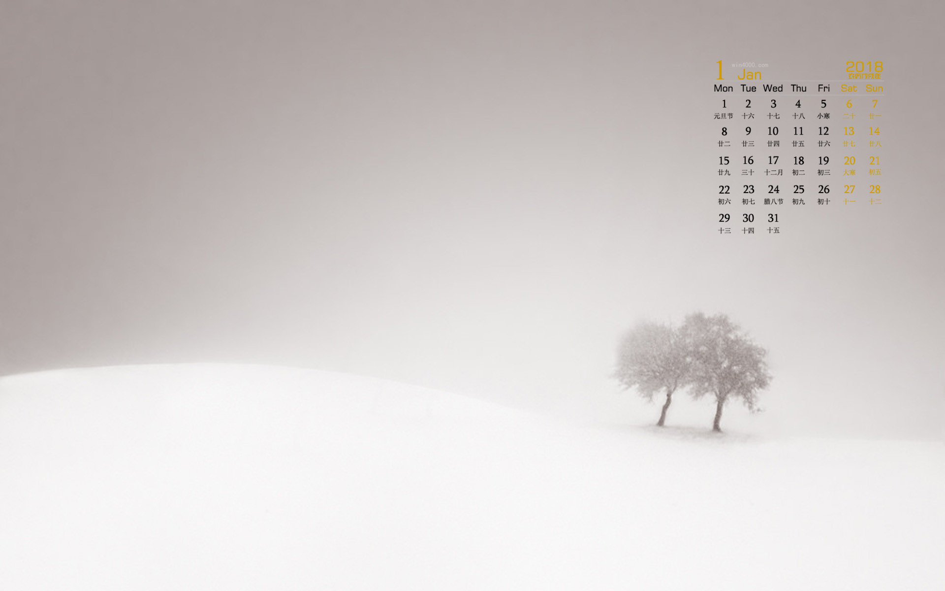 蒼涼美學(xué)——2018年1月極簡(jiǎn)自然風(fēng)光創(chuàng)意攝影日歷壁紙賞析